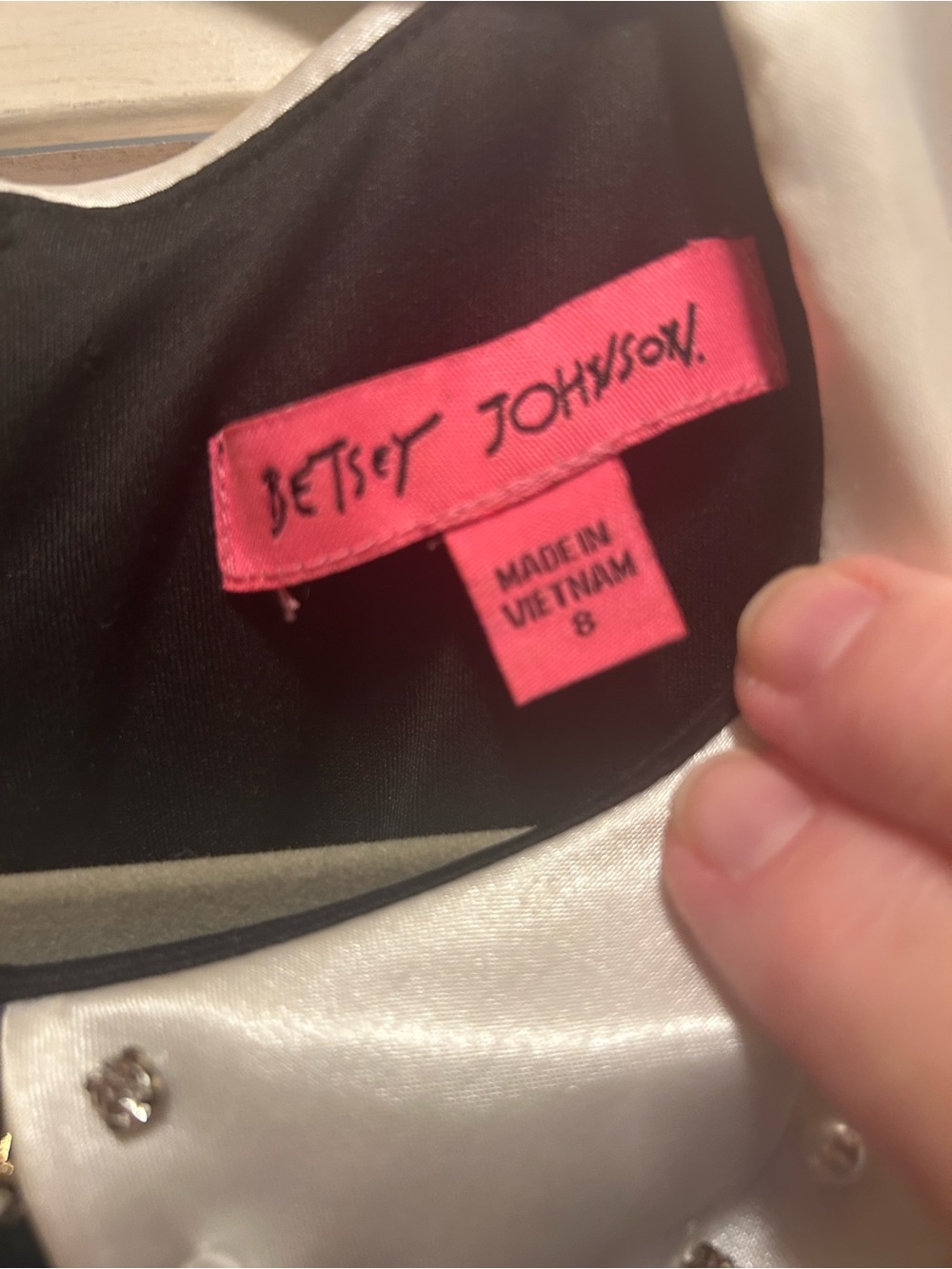 Betsey Johnson Black Mini Dress with White Embellished Peter Pan Collar - Picture 2 of 5